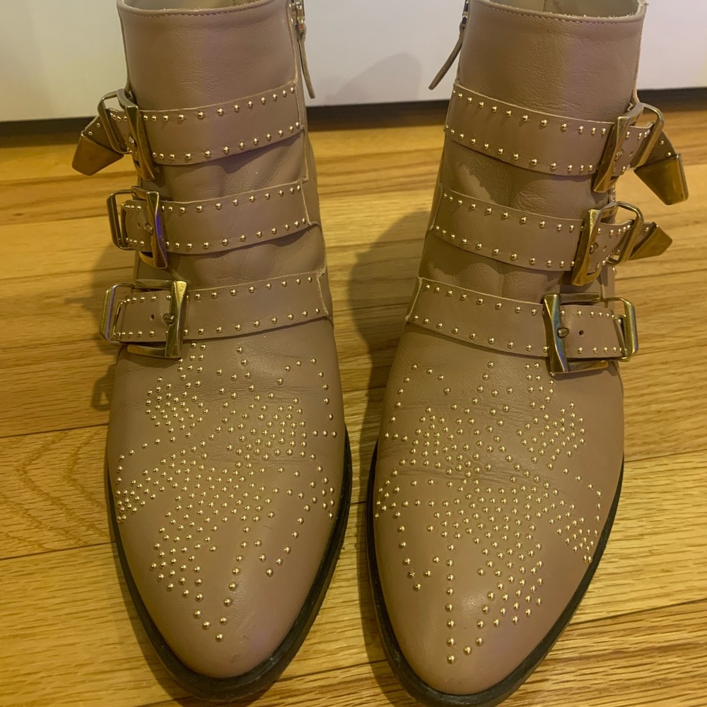Chloe Susanna 30mm ankle boots, BLUSH COLOR, BRUSHED GOLD hardware, size 38
